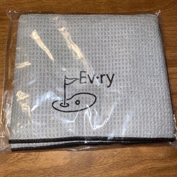 Clothlete Split Golf Bag Towel Ev-ry Logo 15 X 40 Inches Gray Waffle Weave - Picture 8 of 11